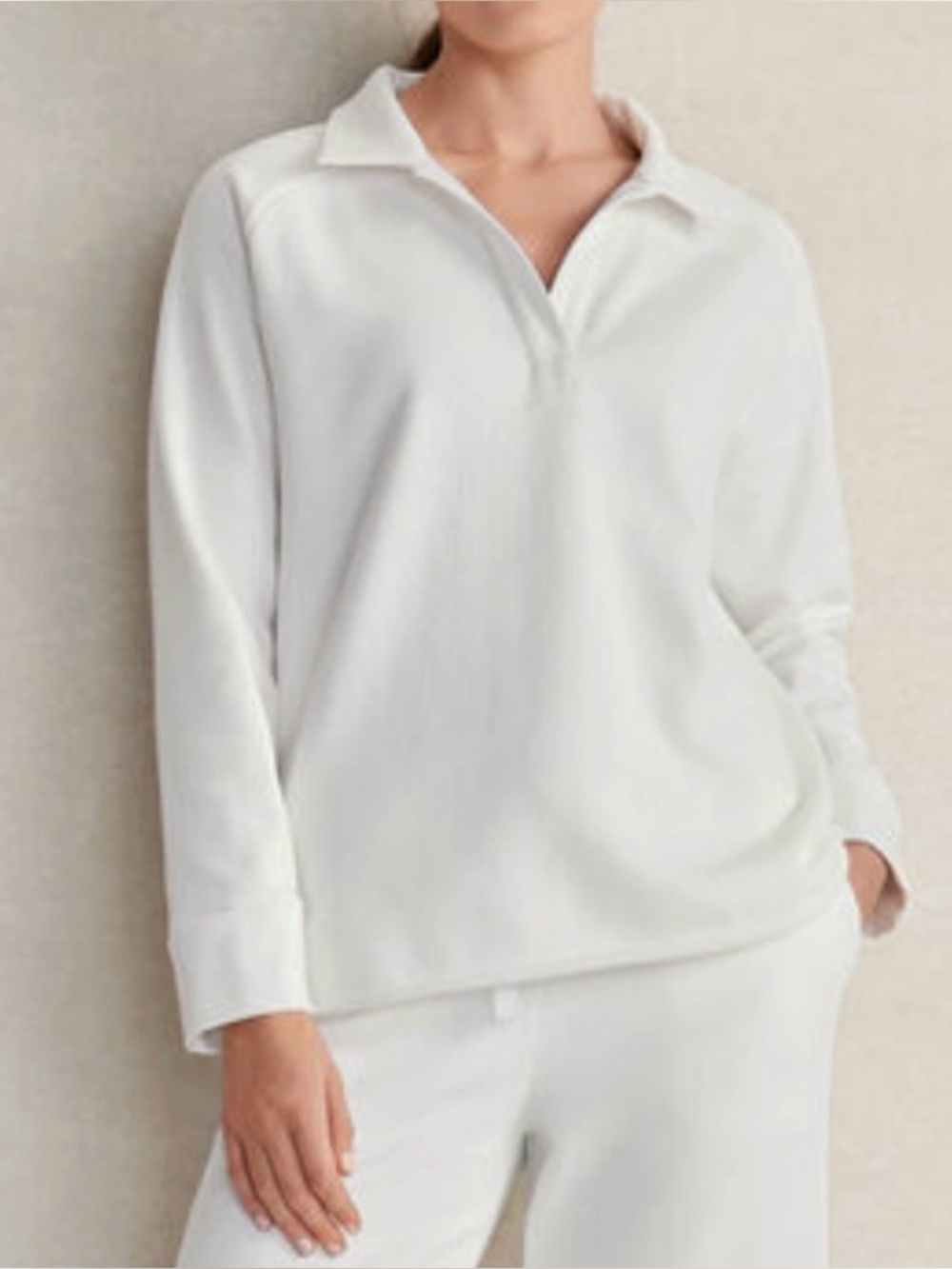 Haven Well Within Shirt Women M White 100% Organic Cotton Long Sleeve sweatshirt